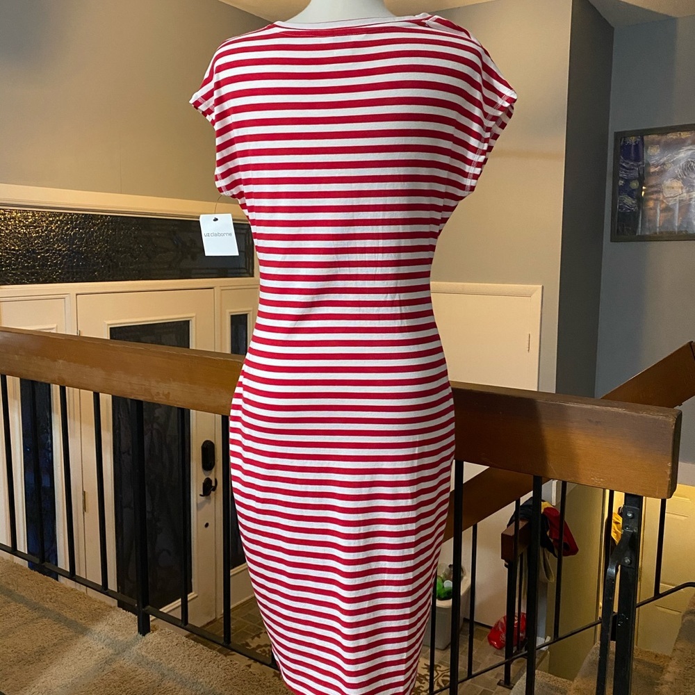 NWT S LizClaiborne ShortSleeve Striped A-LineDress - Picture 2 of 10